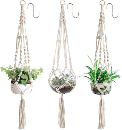Makramee Blumenampel Set 3-teilig hängend Baumwollseil 105 cm 10 kg