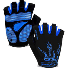 Fahrradhandschuhe Halbfinger mit Gel-Polsterung Blau L
