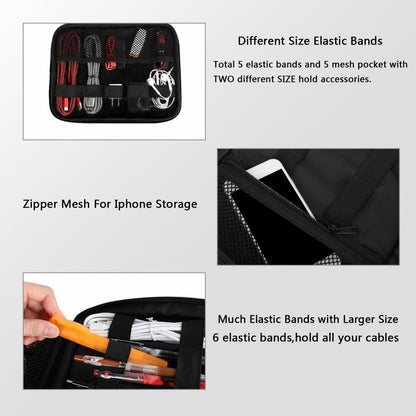 Kabeltasche Organizer für Reise Elektronik Zubehör Schwarz