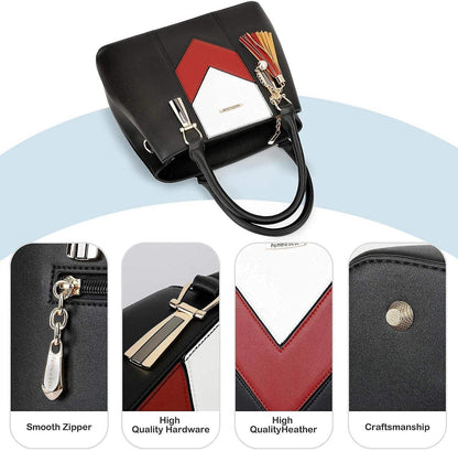 Damen Handtasche Mehrfarbig gestreift V-Design abnehmbarer Tragegurt