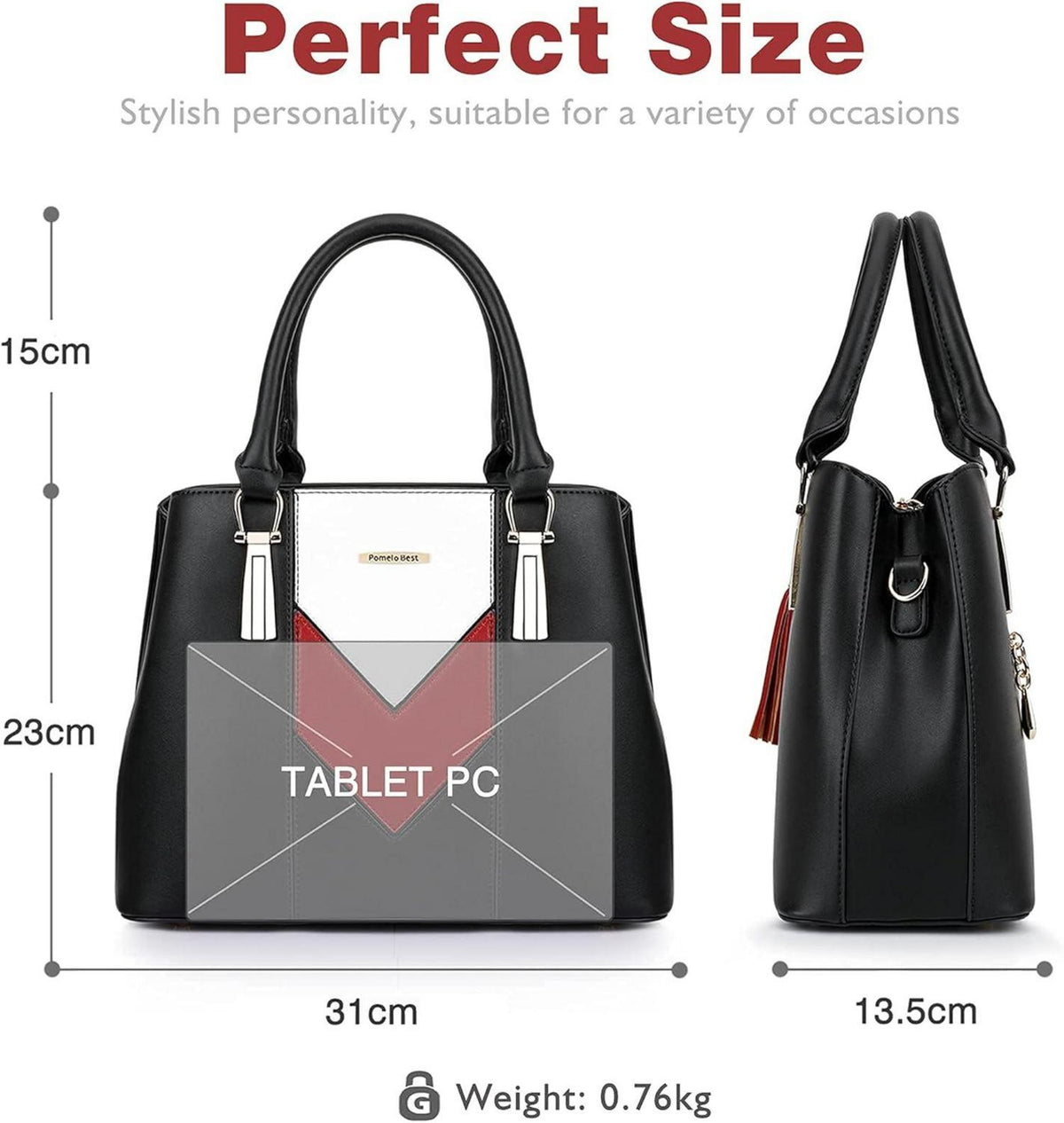 Damen Handtasche Mehrfarbig gestreift V-förmiges