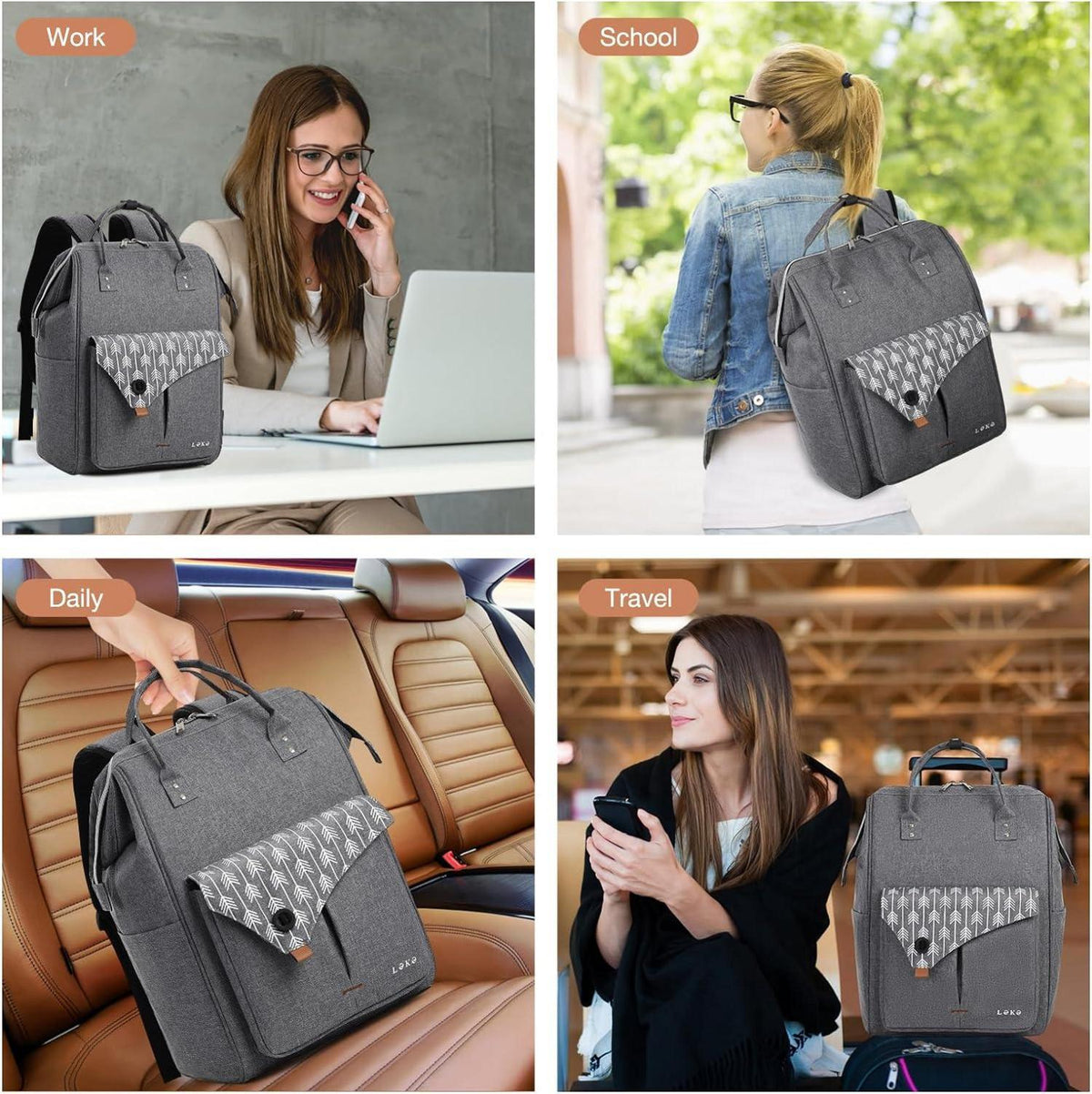 Rucksack Damen: Wasserdicht, Laptopfach, Anti-Diebstahl, 15.6 Zoll
