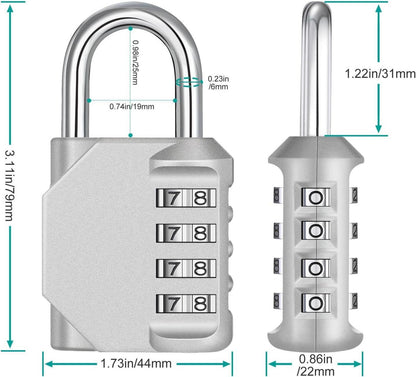 ZHEGE 4-stelliges Zahlenschloss für Fitnessstudio und Schule Silber