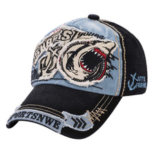Baseball Cap Damen Herren Hai Patch Vintage Baumwolle