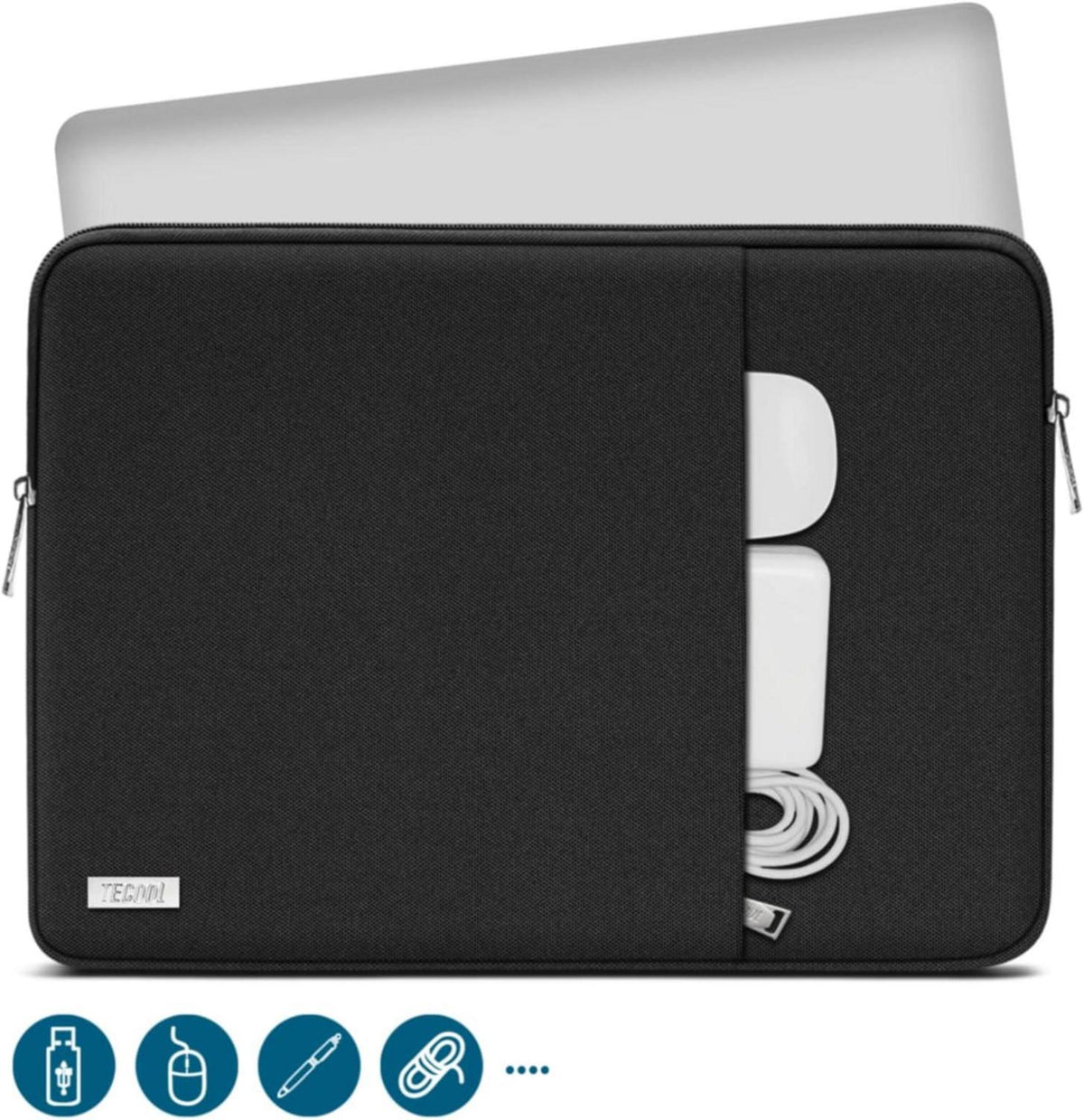 TECOOL 14 Zoll Laptoptasche Wasserdicht Schutzhülle Schwarz