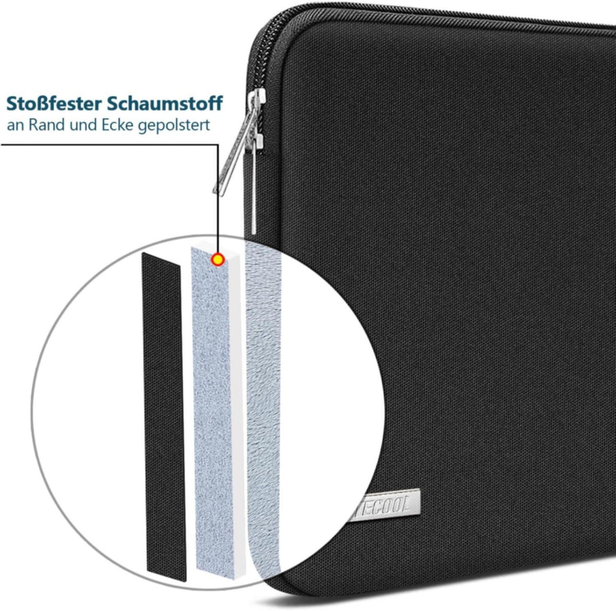 TECOOL 14 Zoll Laptoptasche für MacBook Air 15 Wasserdichte Laptop-Hülle Schwarz