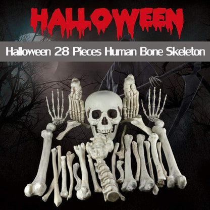 Halloween Deko Skelettknochen Totenkopf 28-teilig Friedhofsgrund Party_Set