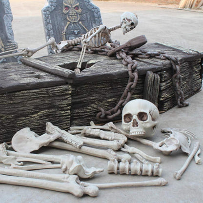 Halloween Deko 28 Stück Skelettknochen Totenkopf Friedhofsscenario