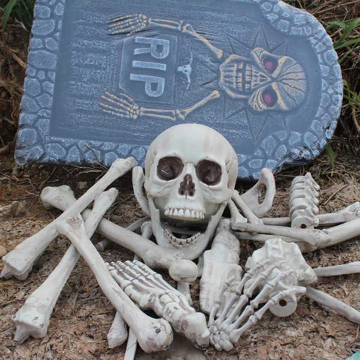 28-teiliges Halloween Skelettknochen und Totenkopf Set für gruselige