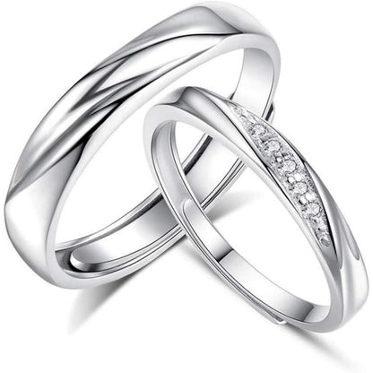 925 Sterling Silber Partnerringe Offen Verstellbar mit Zirkonia