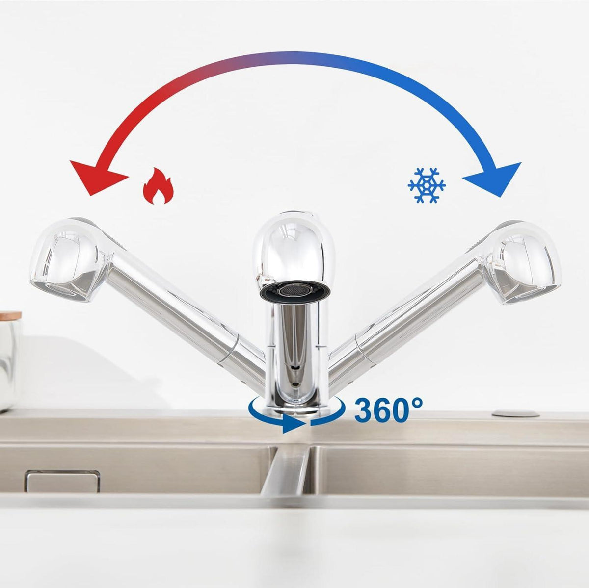 Auralum Einhebel Küchenarmatur mit 2 Strahlarten Chrom 360° schwenkbar