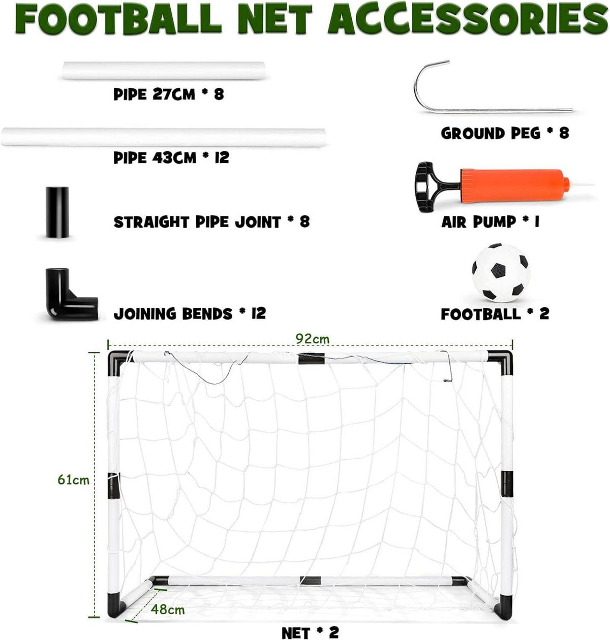 Kinder Fußballtore Set mit Fußball, Netz und Luftpumpe