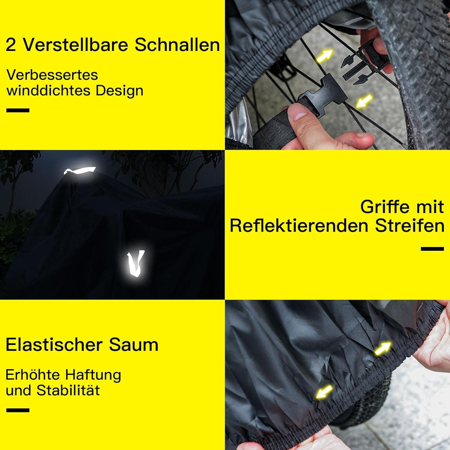 Fahrradabdeckung Wasserdicht Premium-Stoff Schutzhülle Staub Regen Schnee UV