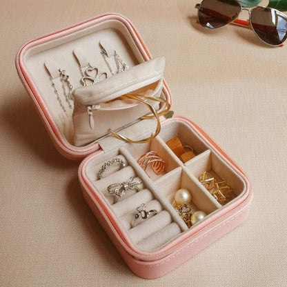 Mini Reise-Schmuckbox Damen PU-Leder Rosa Aufbewahrungsbox