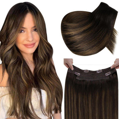 Echthaar Verlängerung Draht Ombre Braun 2/8/2 – 50cm