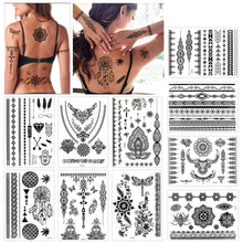 Temporäre Tattoo Aufkleber Schwarze Spitze Henna Mehndi 10 Blatt