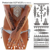 Temporäre Tattoo Aufkleber Schwarz Spitze Henna Mehndi - 10