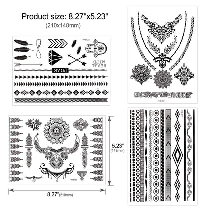 Konsait Henna Tattoo Aufkleber Schwarzer Spitze wasserfest (10