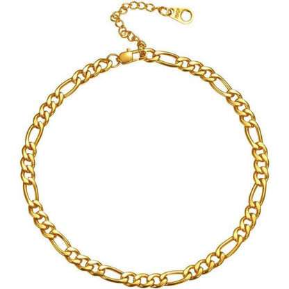 U7 Damen Mädchen Fußkette Armband Figarokette 18k vergoldet