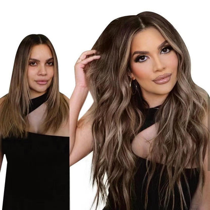 Echthaar Verlängerung Braun Ombre Aschblond Draht 50cm