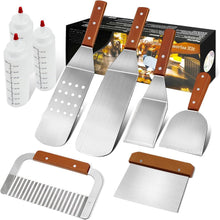 Grillspachtel Plancha Edelstahl Set - 9-teilig Profi Grillbesteck