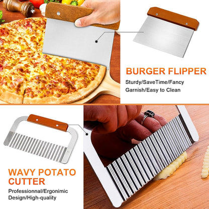 Grillspachtel Set Edelstahl 9-teilig für Kochen Camping Tailgating