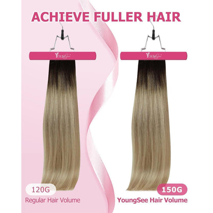 Clip-in Echthaar Extensions Braun Blond 35cm – Remy Haar