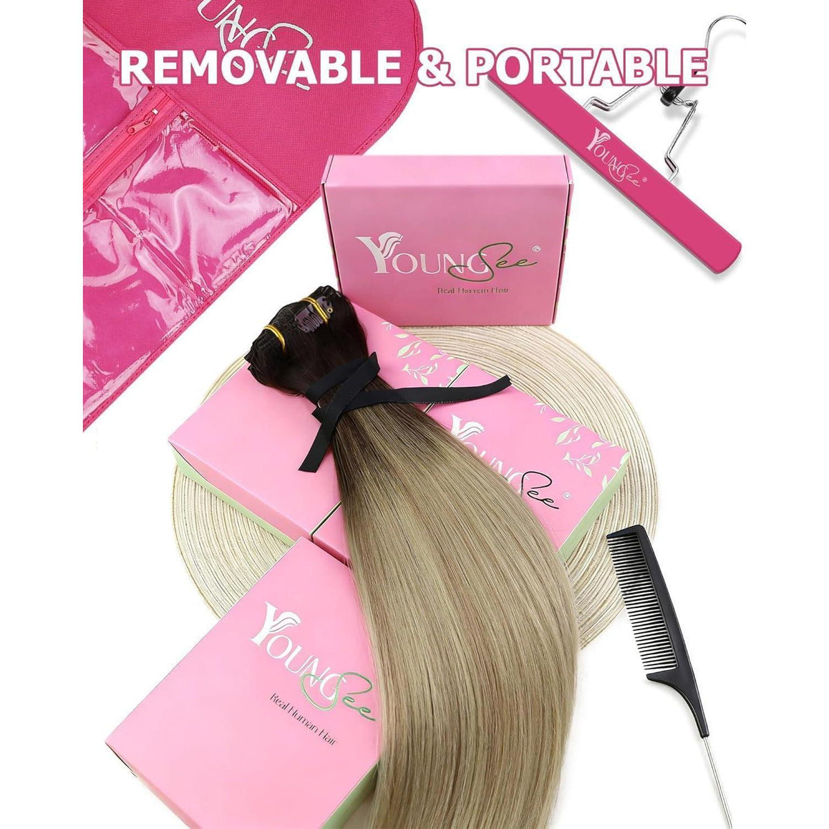 Clip-in Echthaar Extensions Braun Blond 35cm – Remy Haar