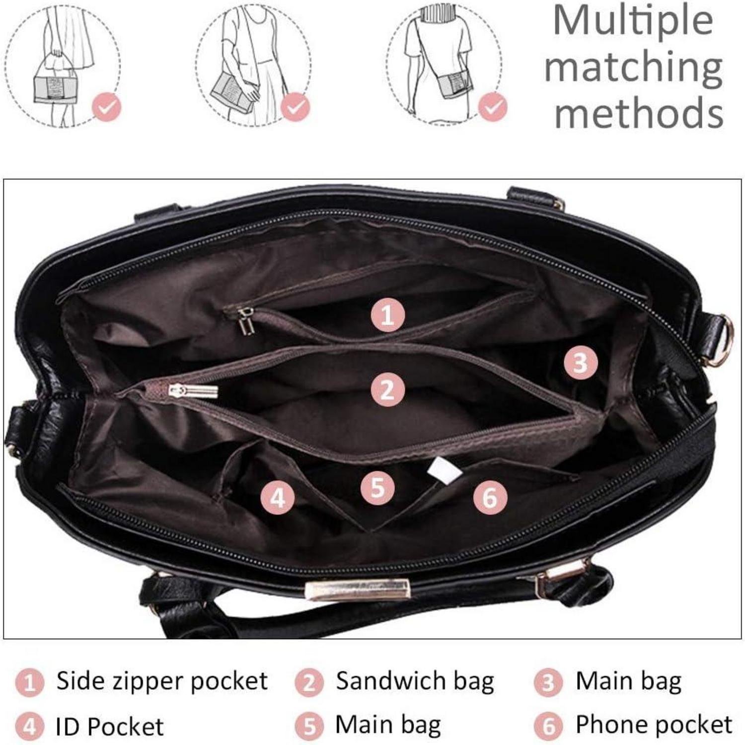 Pahajim Damen Henkeltasche Umhängetasche PU Leder Tote Modern Frauen Anhänger Messenger Tasche
