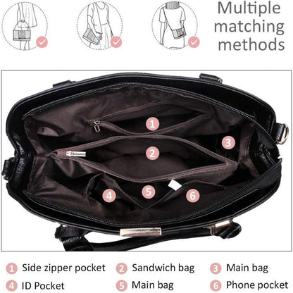 Pahajim Damen Henkeltasche Umhängetasche PU Leder Tote Modern Frauen Anhänger Messenger Tasche