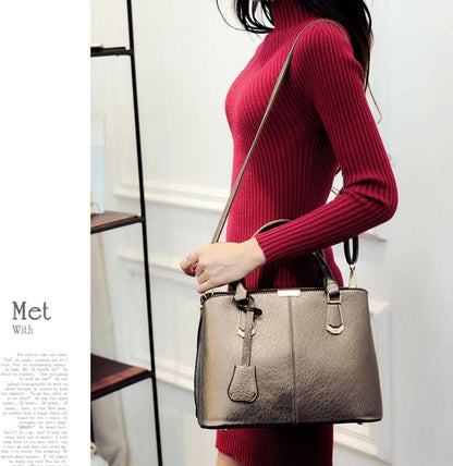 Damen Henkeltasche Umhängetasche Handtasche PU Leder Tote Modern