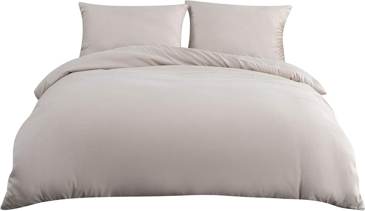 Bettwäsche Mikrofaser Beige 200x200 cm 110 g/m² 2 Kopfkissenbezug