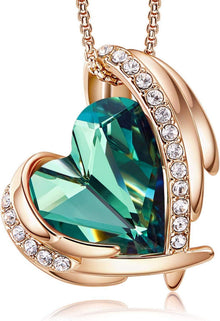 Rosegold Herz Halskette Grüner Kristall Weihnachtsgeschenk