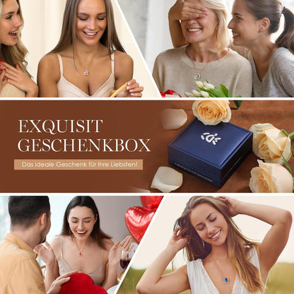 Elegante Rosegold Herz Halskette Damen Grün Geschenk Weihnachten
