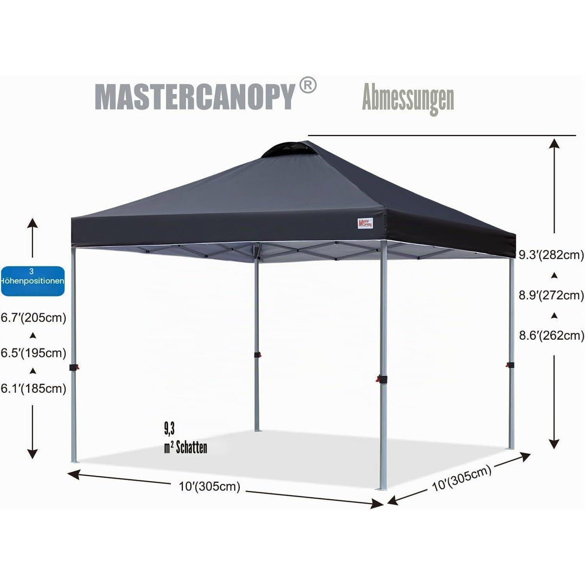 3x3m Pop-up Pavillon – Schnellaufbau, Höhenverstellbar & Wasserabweisend