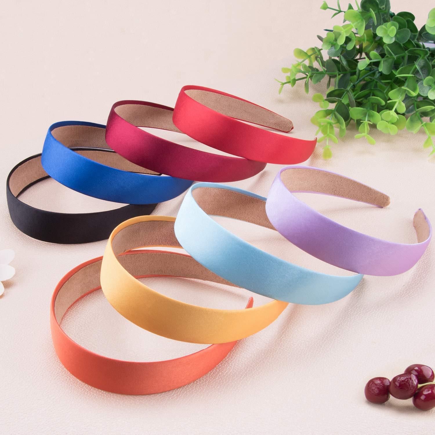 SIQUK 18 Stück Satin Stirnbänder Haarreifen Damen Mädchen 18 Farben