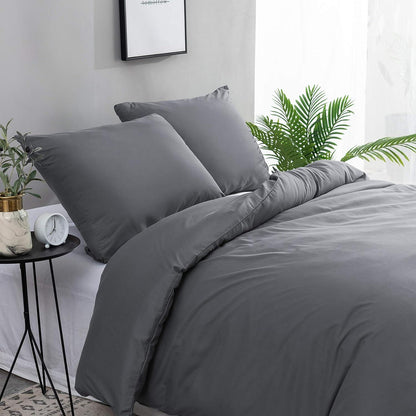 Bettwäsche Mikrofaser 200x200 cm Grau 110 g/m² 2 Kissenbezug 80x80 cm