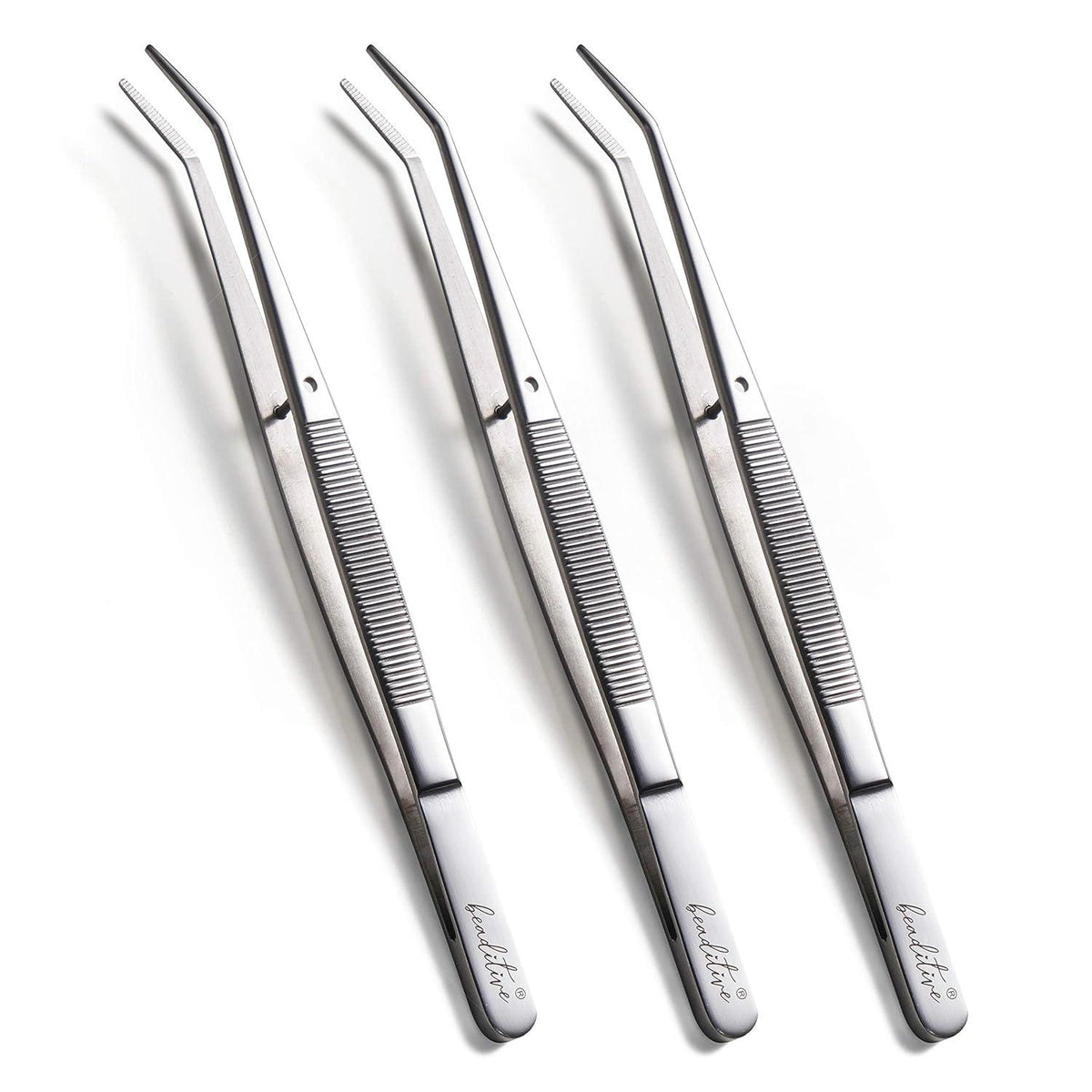 Präzise Pinzettenset 15,5 cm für Nähmaschinen (3-teilig) mit gezahnten