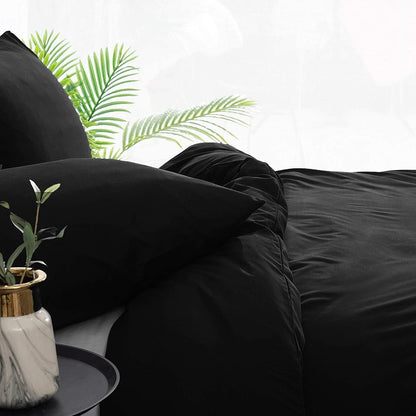 Bettwäsche 200x200 cm Schwarz, 100% Mikrofaser, 110 g/m², 2