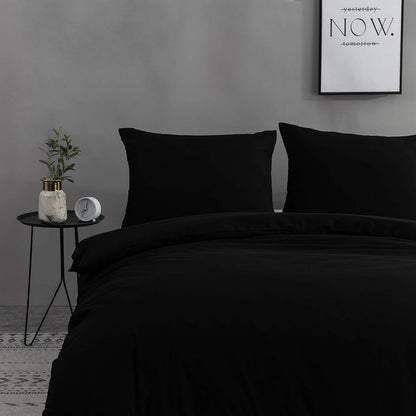 Bettwäsche 200x200 cm Schwarz, 100% Mikrofaser, 110 g/m², 2