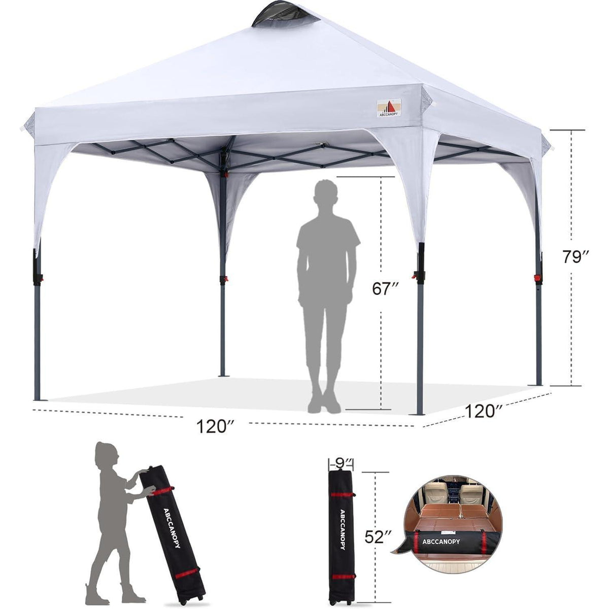 Pop-Up Pavillon 3x3m wasserdicht mit Zubehör, Weiß