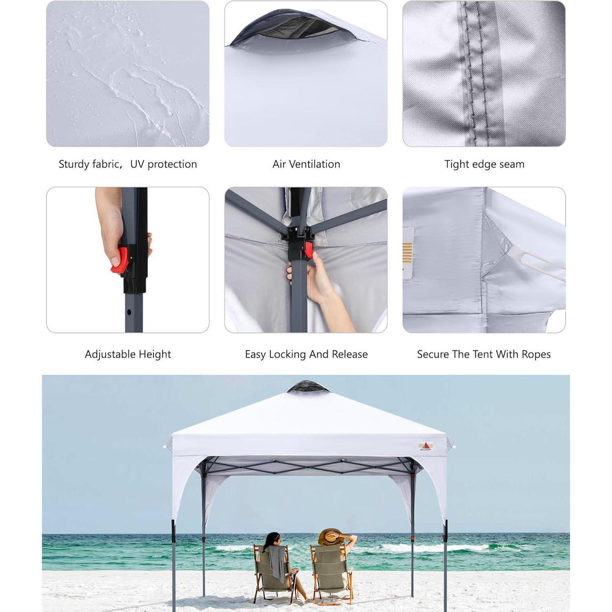 Pop-Up Pavillon 3x3m wasserdicht mit Zubehör, Weiß