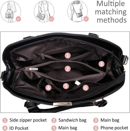 Damen Handtasche Umhängetasche PU Leder Tote Modern mit Anhänger neu