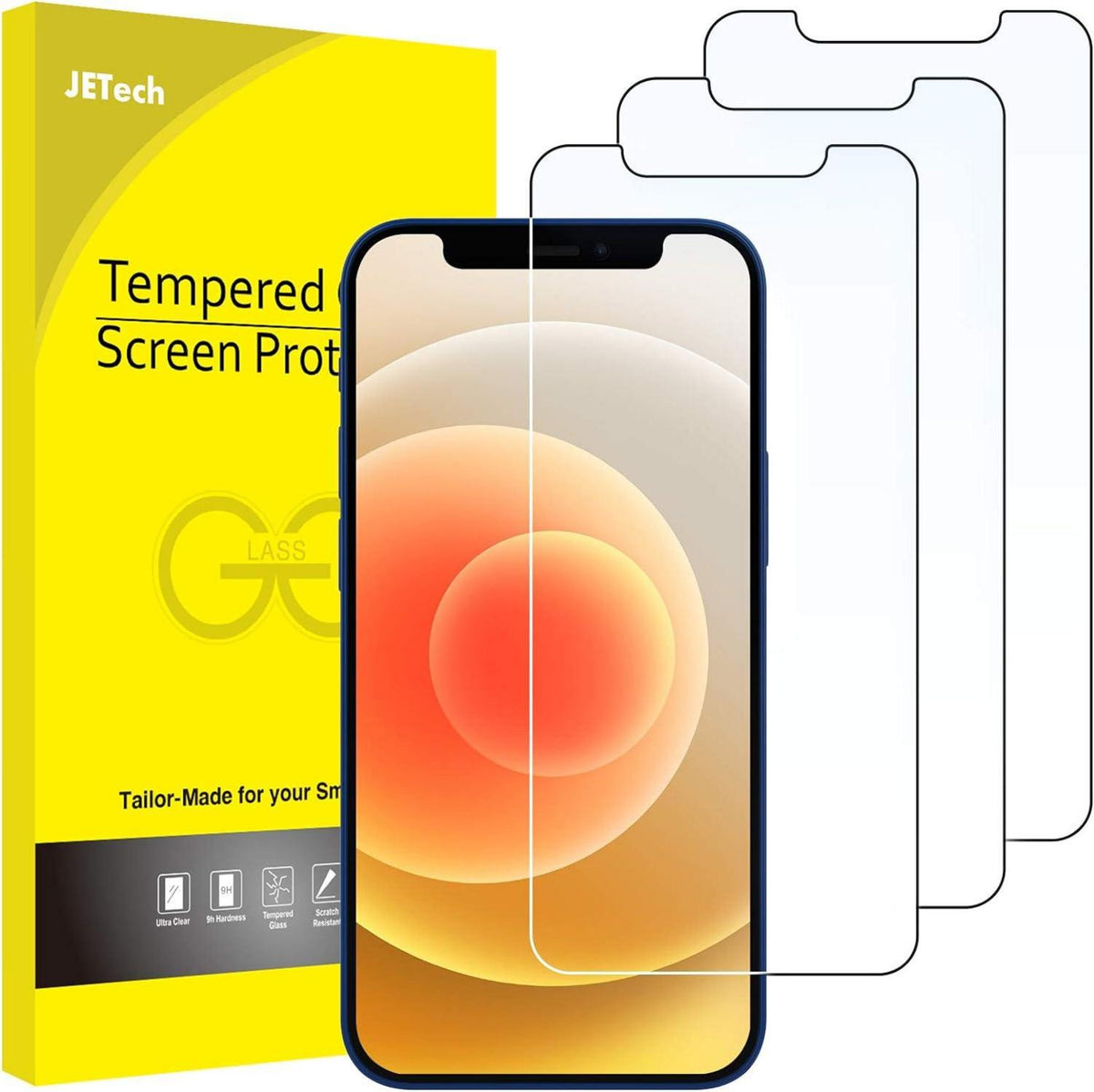 Displayschutzfolie aus gehärtetem Glas 3er Pack iPhone 12/12 Pro 6,1
