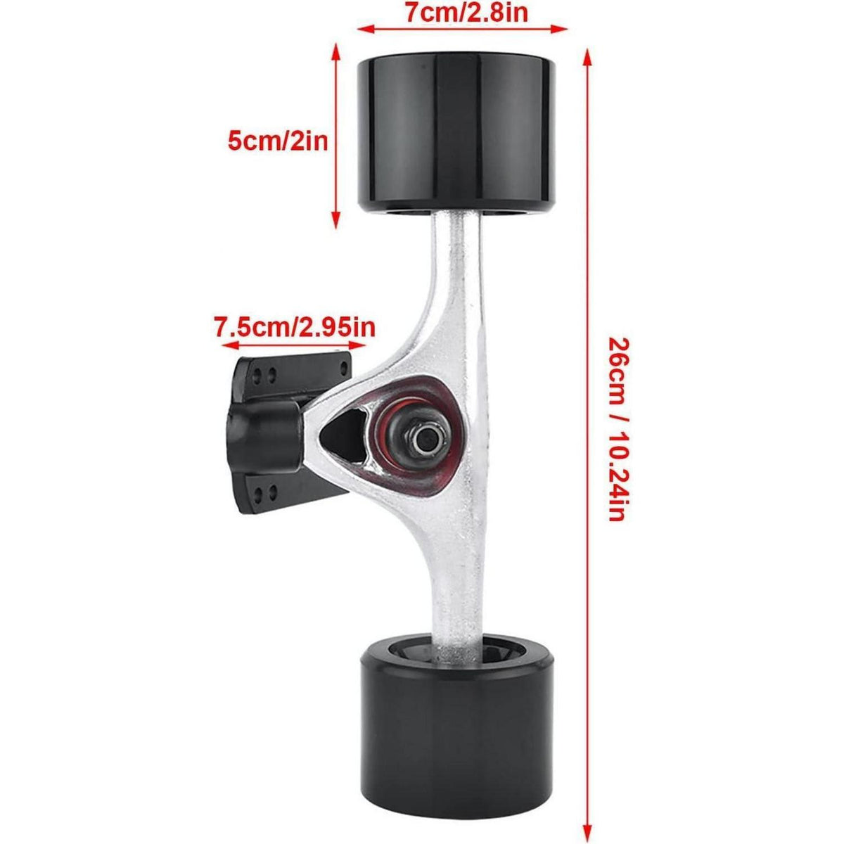 Skateboard Truck Set mit Rollen, Risern & Lagern – Silber/Schwarz