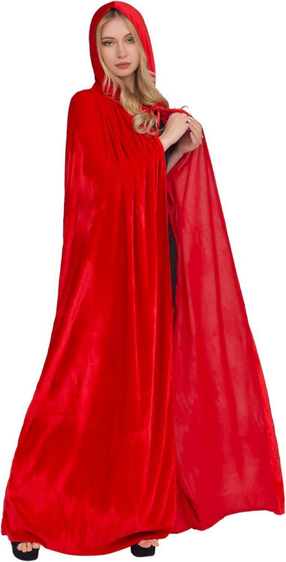 Halloween Umhang Kapuze Samt Vampir Kostüm Damen Herren Kinder XXL Rot