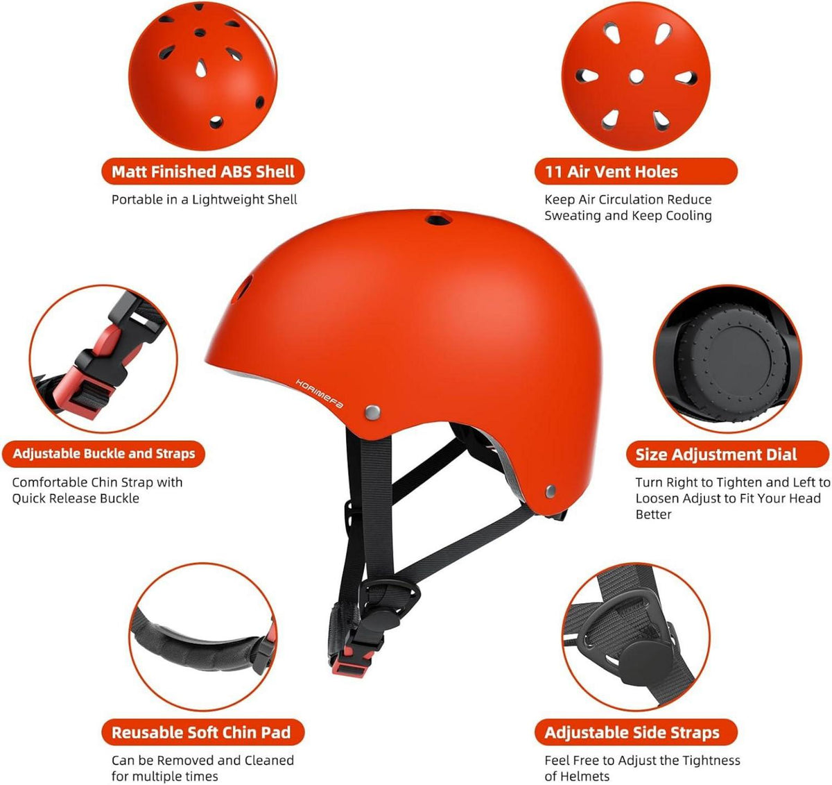 Kinder Fahrradhelm Skaterhelm Verstellbar CE-Zertifizierung Rot