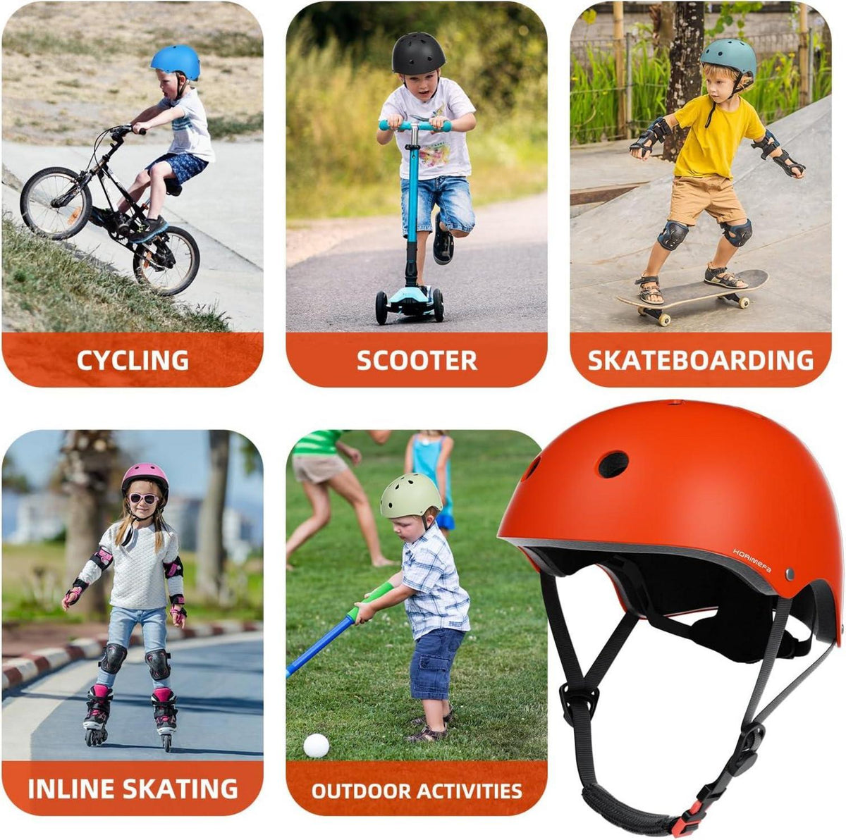 Kinder Fahrradhelm Skaterhelm verstellbar für 3-13 Jahre Rot