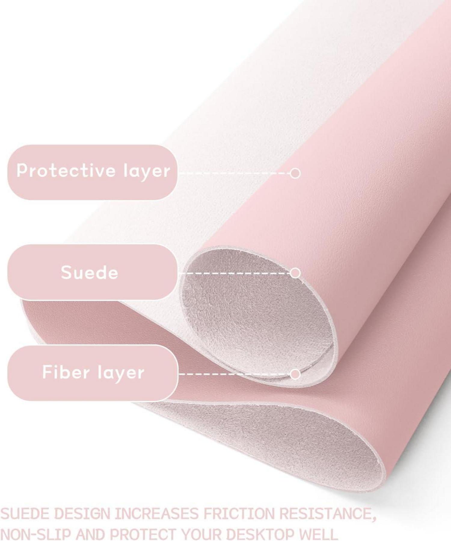 Großes Mousepad Leder Schreibtischunterlage Wildleder Pink