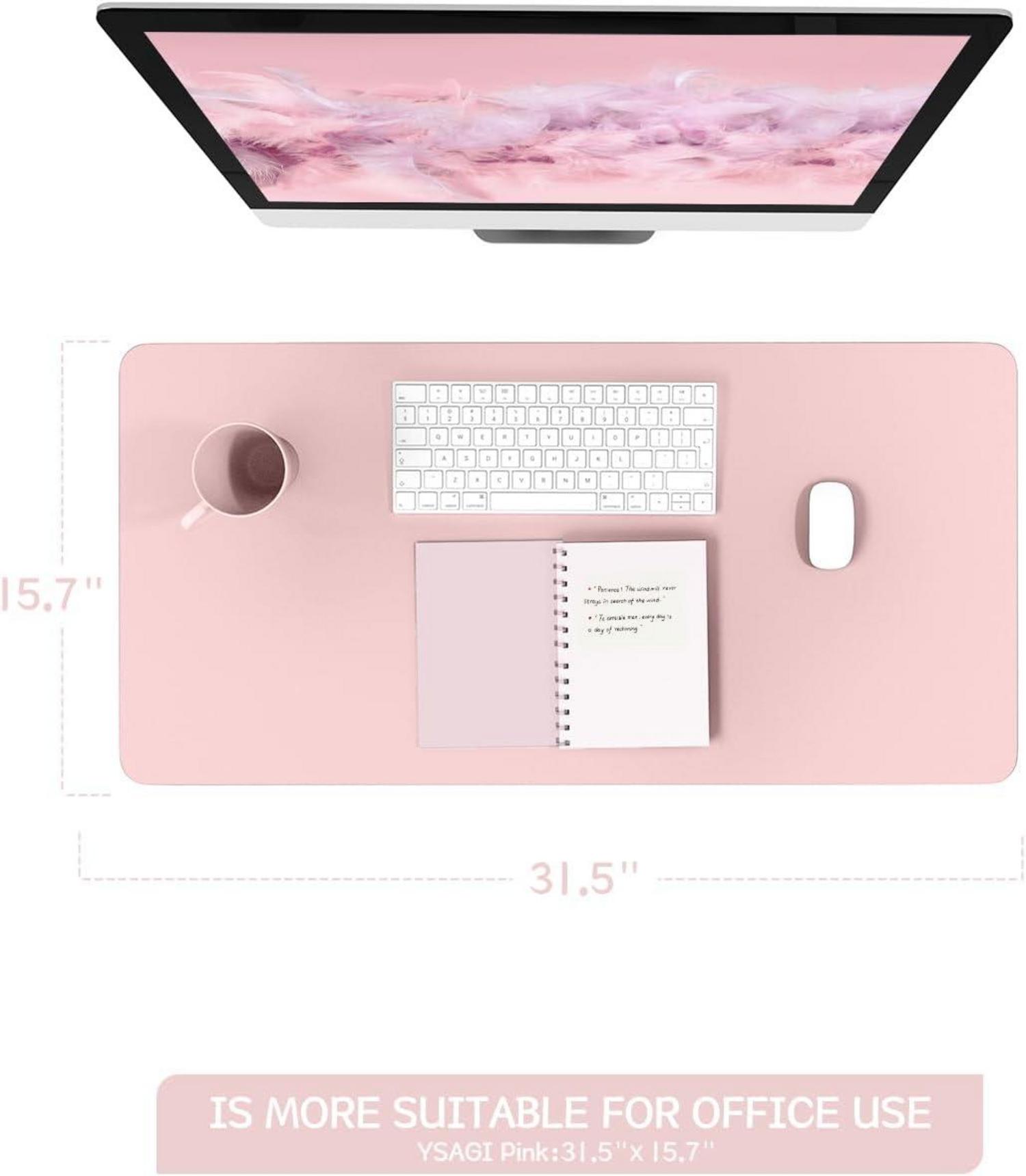 Großes Office Mousepad Schreibtischunterlage Leder 80x40cm Rosa